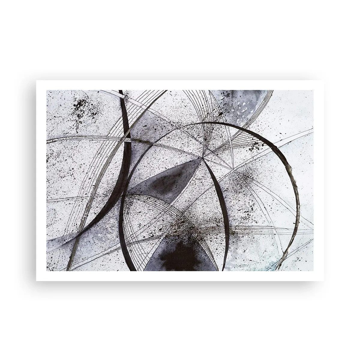 Poster - Abstrakte Linien und Formen in Grau- und Schwarztönen - 100x70cm - Futuristische Fantasie - Moderne Wanddekoration für Wohnzimmer und Schlafzimmer ARTTOR