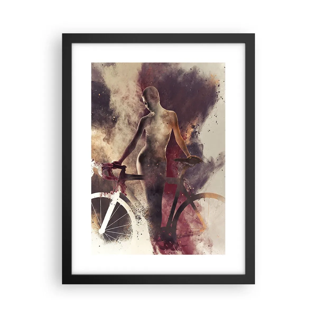 Poster in einem schwarzem Rahmen - Eine Fahrradseele in Marmorformen - 30x40 cm