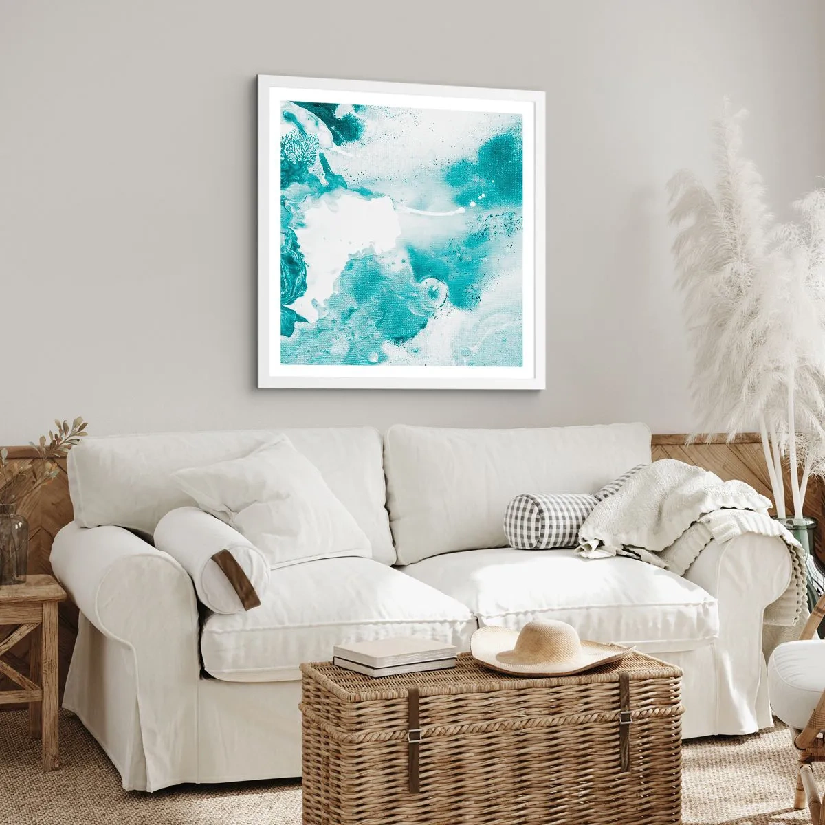 Poster in einem weißen Rahmen - Morast von Blau - 30x30 cm