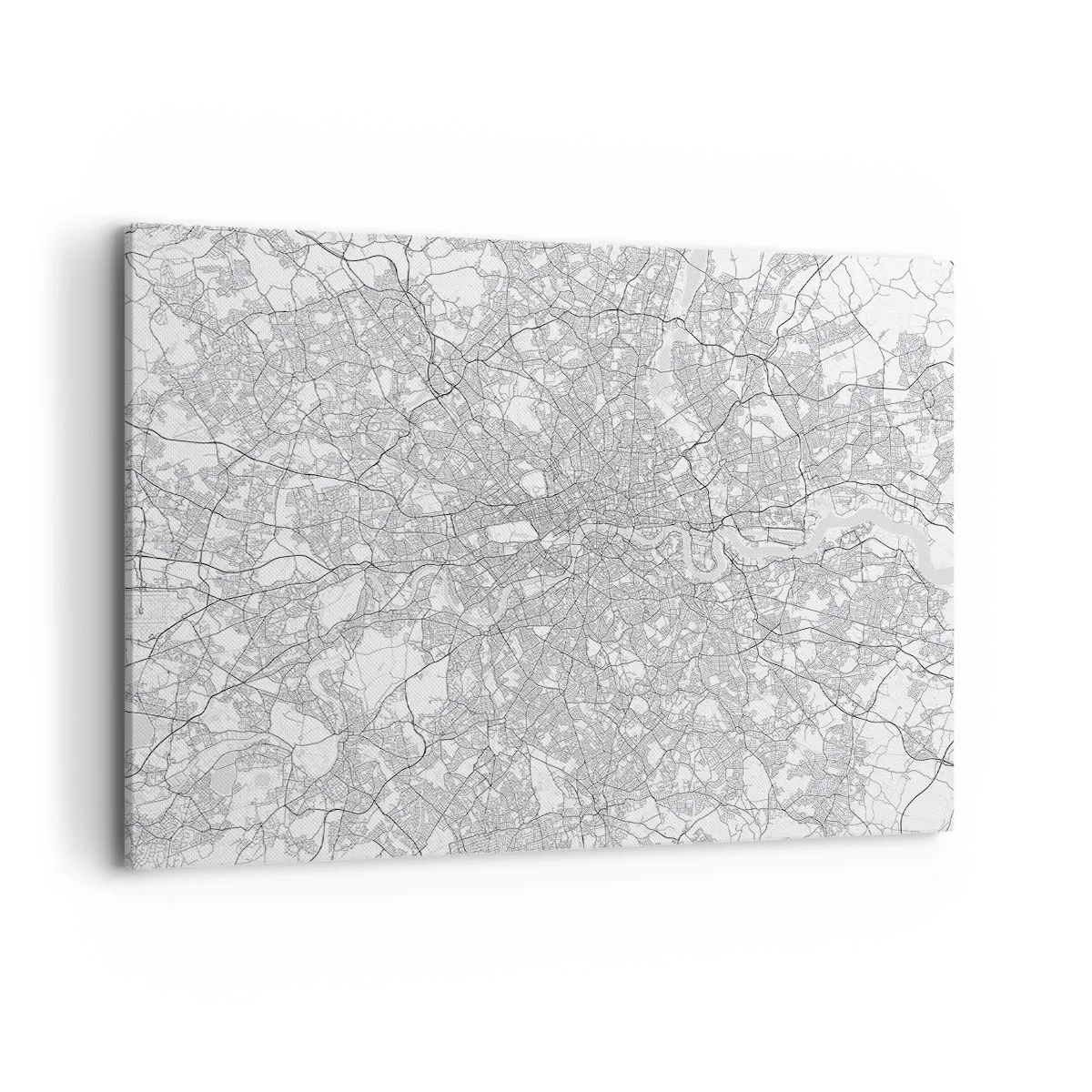 Bild auf Leinwand - Leinwandbild - Ein minimalistischer Stadtplan in Grautönen - 100x70cm - Karte des Labyrinths von London - Moderne Wanddekoration für Wohnzimmer und Schlafzimmer ARTTOR