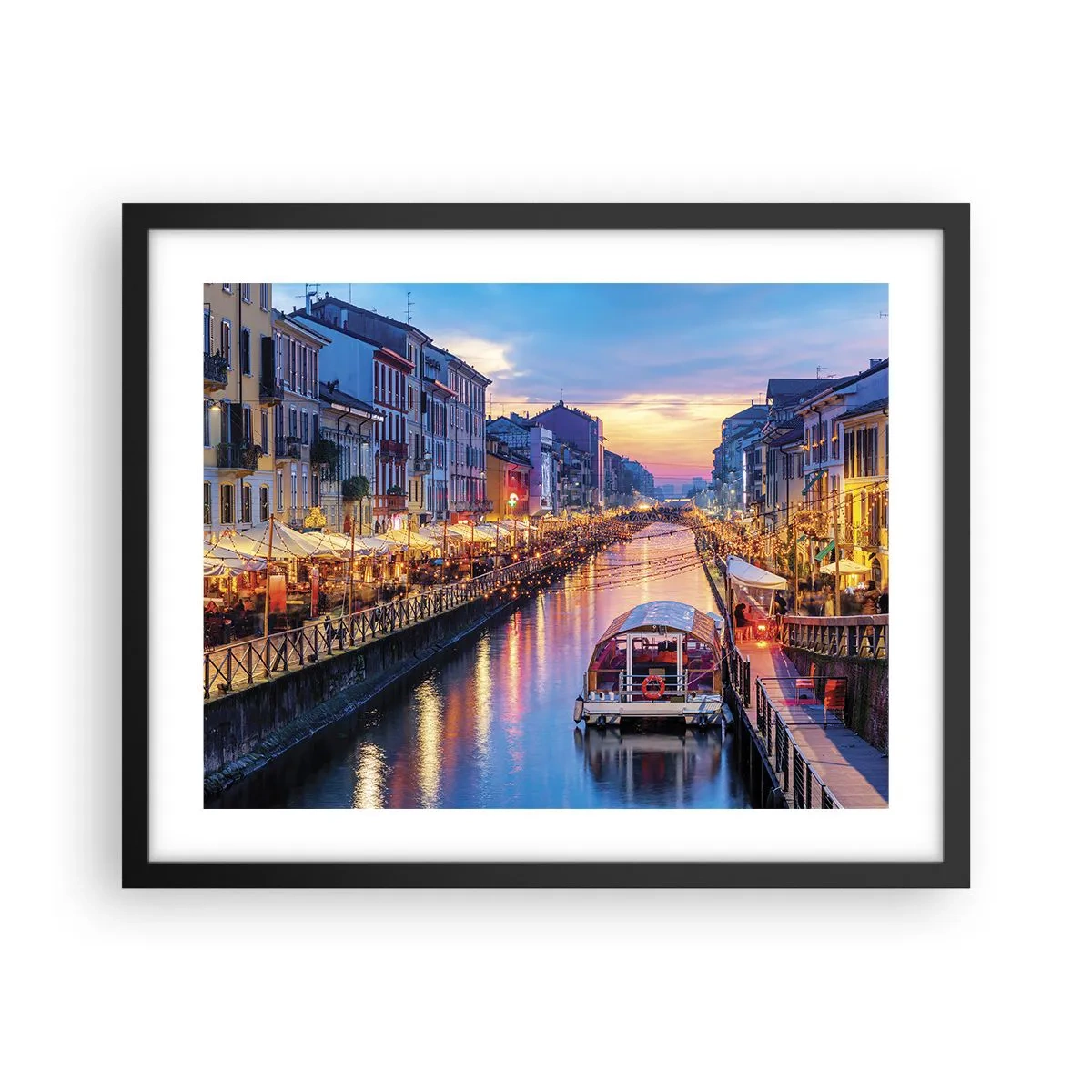 Poster in einem schwarzem Rahmen - Ein Abend voller Licht und Spaß - 50x40 cm
