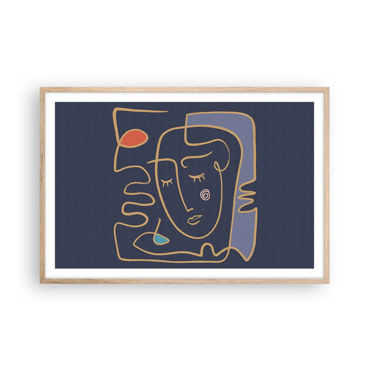 Poster in einem Rahmen aus heller Eiche - In Gedanken - 91x61 cm