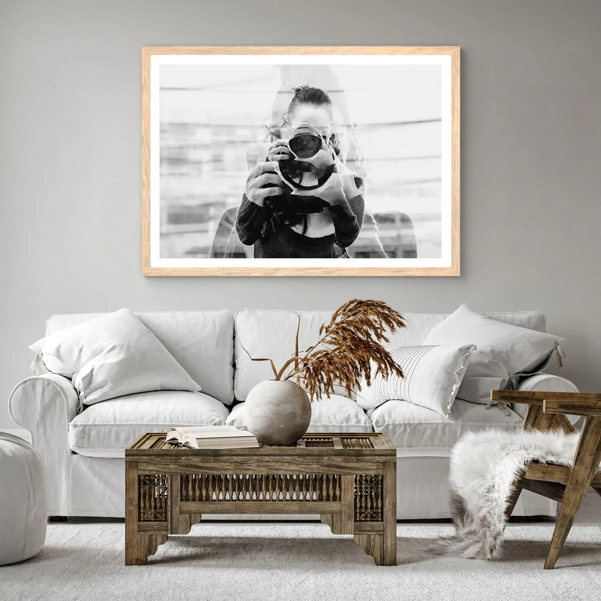 Poster in einem Rahmen aus heller Eiche - Schöpfer und Material - 100x70 cm