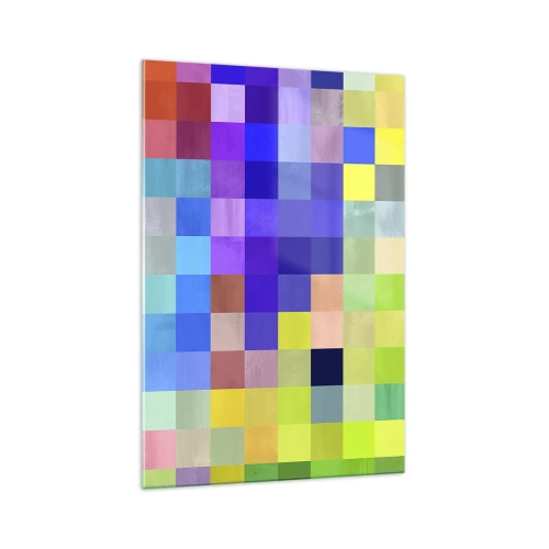 Glasbild - Bild auf glas - Ein buntes Mosaik aus Quadraten in verschiedenen Farben - 70x100cm - Alle anderen, alle gleich - Moderne Wanddekoration für Wohnzimmer und Schlafzimmer ARTTOR
