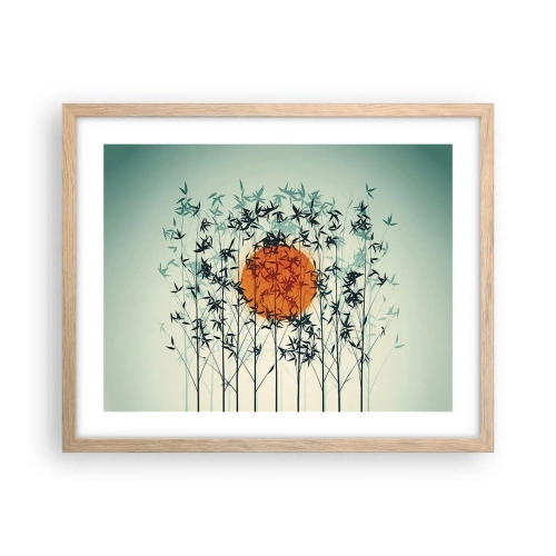 Poster in einem Rahmen aus heller Eiche - Japanische Sonne - 50x40 cm