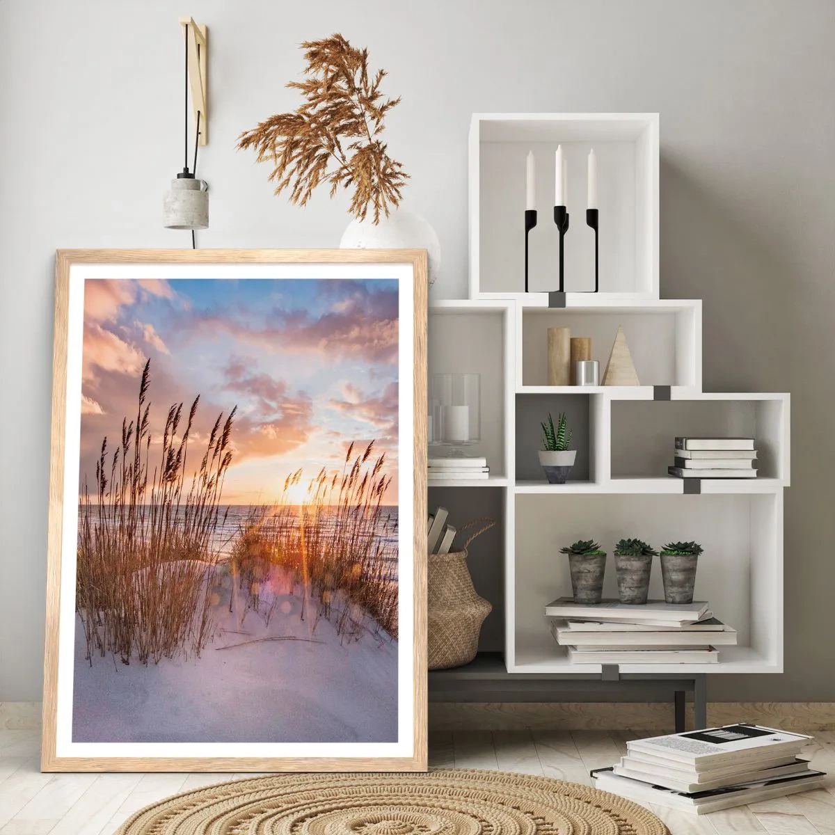 Poster in einem Rahmen aus heller Eiche - Abschied von Sonne und Wind - 30x40 cm