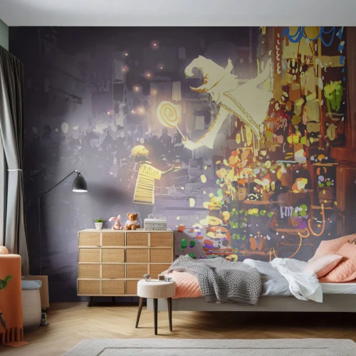 Selbstklebende Fototapete Deluxe Sticker - Magie ist da - Abstraktion, Fantasie, Für Kinder - 150x105 cm