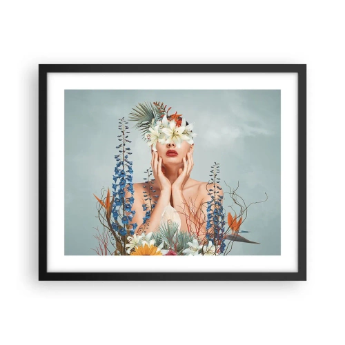 Poster in einem schwarzem Rahmen - Frau - Blume - 50x40 cm
