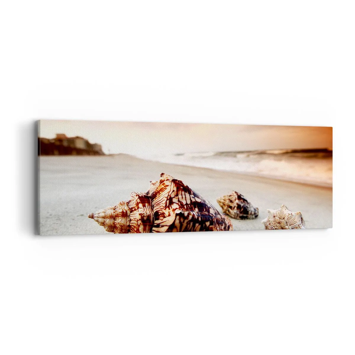 Bild auf Leinwand - Leinwandbild - Ausgestoßene von Wellen - 90x30 cm