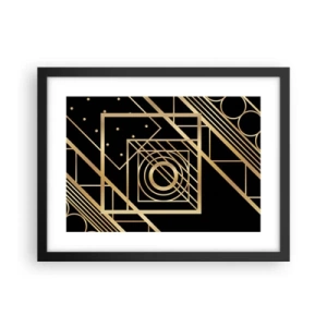 Poster in einem schwarzem Rahmen - Goldene Geometrie - 40x30 cm