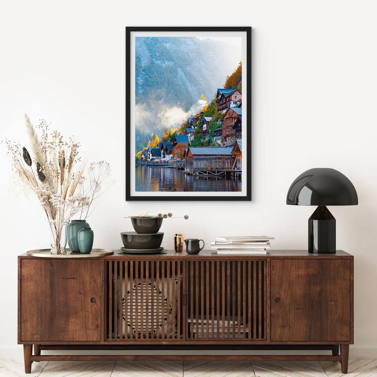 Poster in einem schwarzem Rahmen - Alpenatmosphäre - 70x100 cm