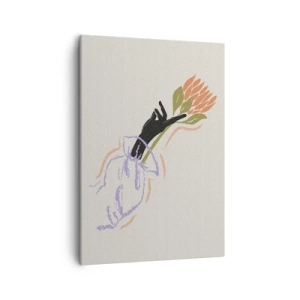 Bild auf Leinwand - Leinwandbild - Ein minimalistischer Blumenstrauß im zarten Stil - 50x70cm - Schwesterliche Berührung - Moderne Wanddekoration für Wohnzimmer und Schlafzimmer ARTTOR