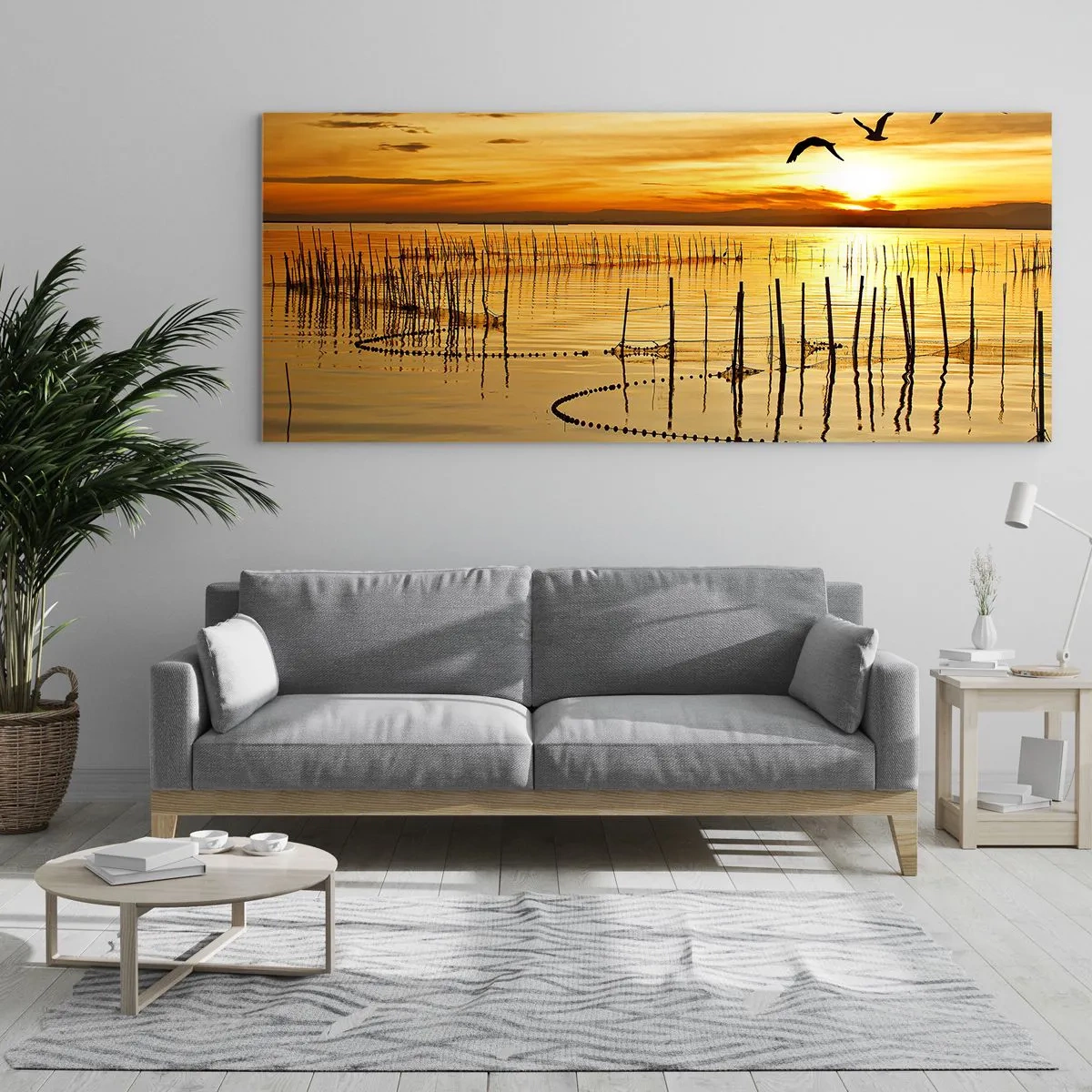 Glasbild - Bild auf glas - In der Fischerei - 90x30 cm
