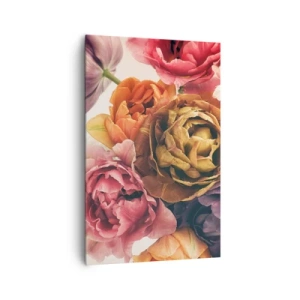 Bild auf Leinwand - Leinwandbild - Ein Strauß verschiedener Blumen in intensiven Farben - 80x120cm - Eine Feier des Lebens - Moderne Wanddekoration für Wohnzimmer und Schlafzimmer ARTTOR