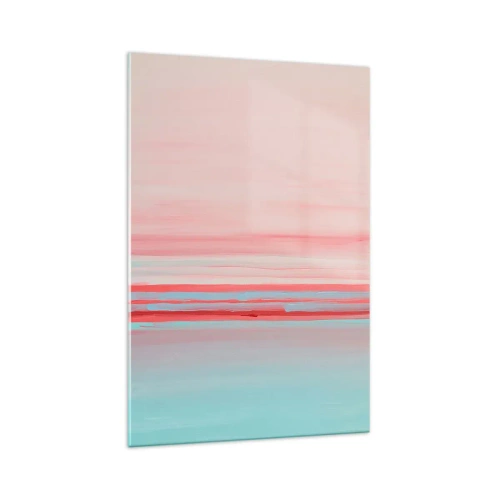 Glasbild - Bild auf glas - Pastellfarbene Linien in Rosa- und Blautönen in einer minimalistischen Komposition - 70x100cm - Abstraktion im Morgengrauen - Moderne Wanddekoration für Wohnzimmer und Schlafzimmer ARTTOR