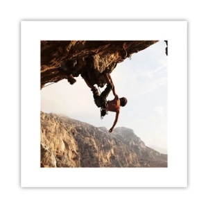 Poster - Die Welt ist in einer Hand auf einem Felsblock geschrumpft - 30x30 cm