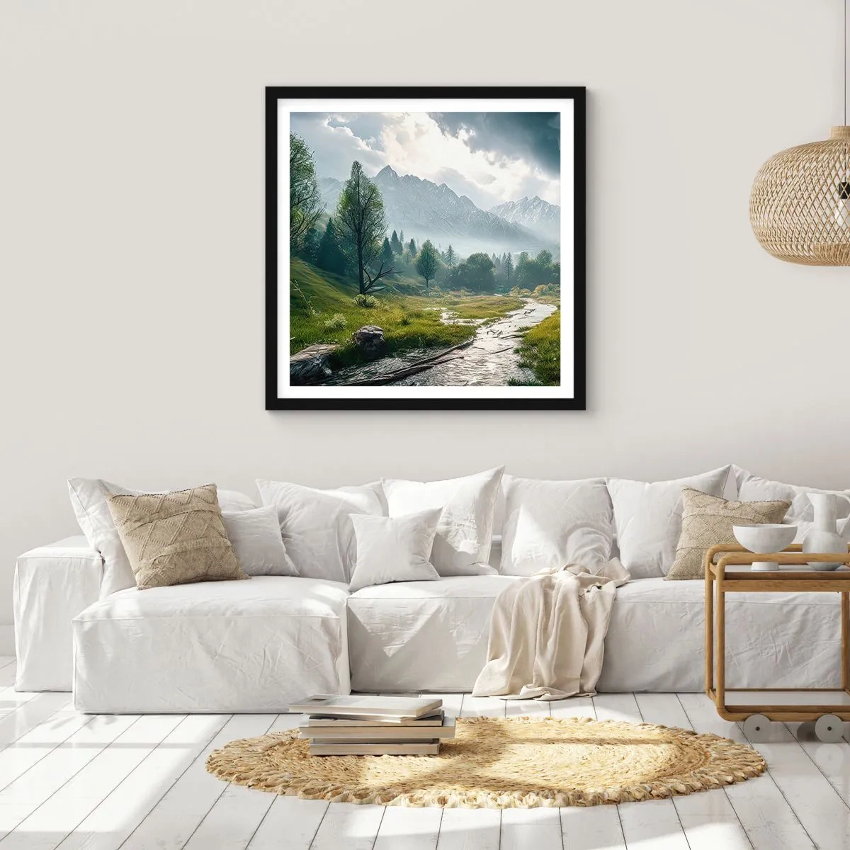 Poster in einem schwarzem Rahmen - Hin und zurück - 60x60 cm