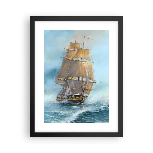 Poster in einem schwarzem Rahmen - Über die Wellen gleiten - 30x40 cm