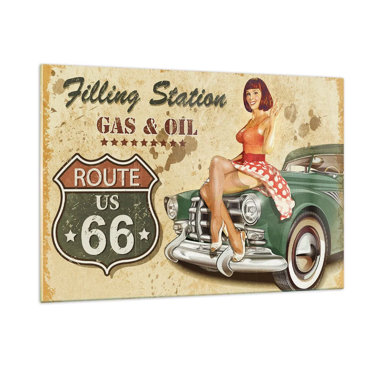 Glasbild - Bild auf glas - Die wunderbaren 40er - 120x80cm - Die großen Jahre der 40er. - Moderne Wanddekoration für Wohnzimmer und Schlafzimmer ARTTOR