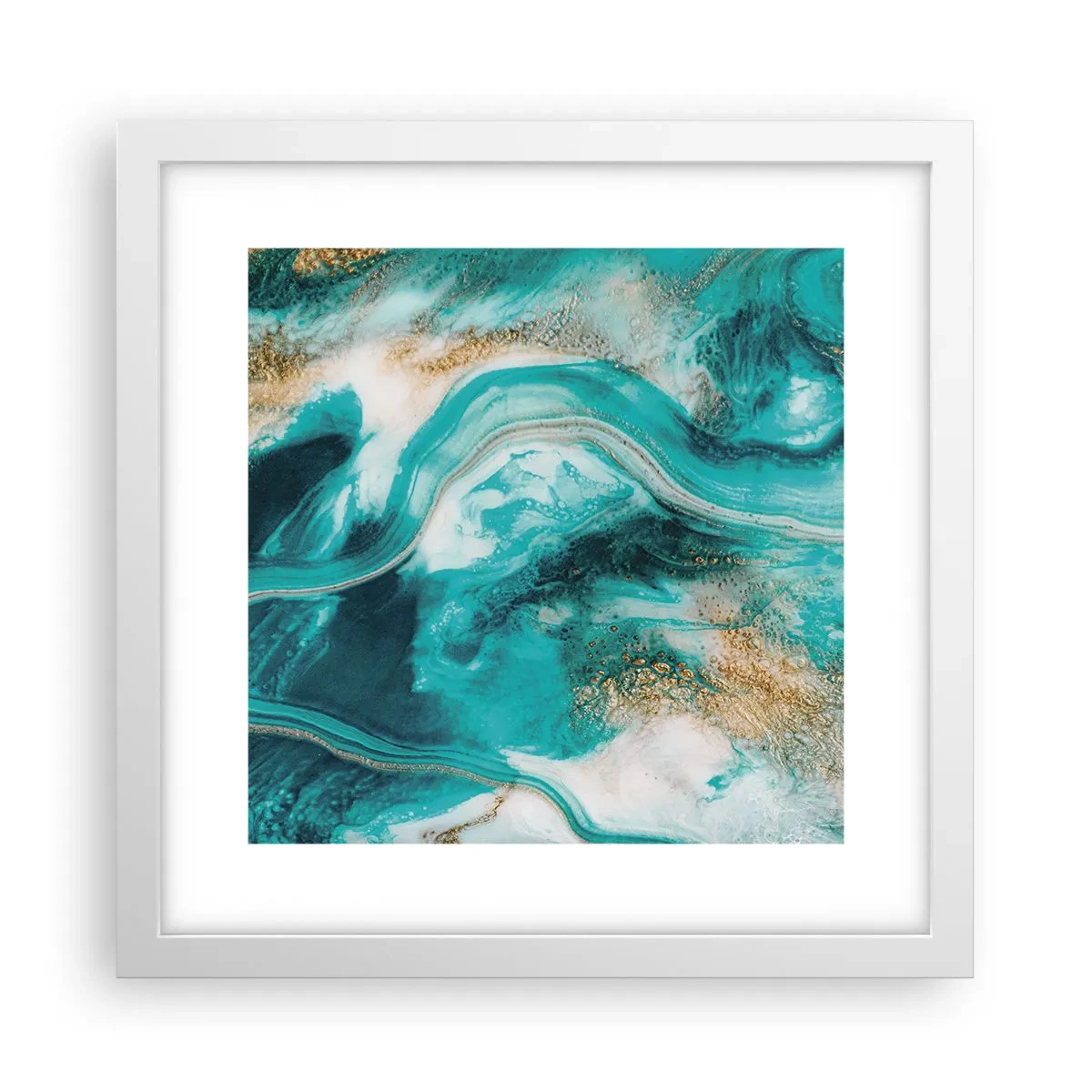 Poster in einem weißen Rahmen - Der Fluss aus Gold - 30x30 cm