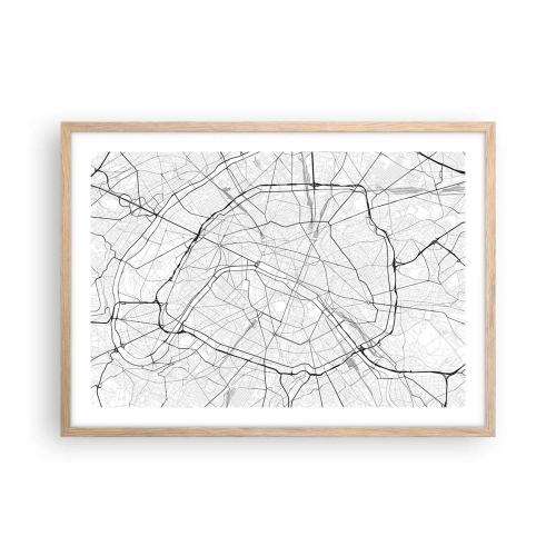 Poster in einem Rahmen aus heller Eiche - Pariser Blume - 70x50 cm