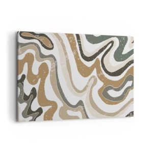 Bild auf Leinwand - Leinwandbild - Erdige Muster in Braun- und Grüntönen - 120x80cm - Mäander in Erdfarben - Moderne Wanddekoration für Wohnzimmer und Schlafzimmer ARTTOR