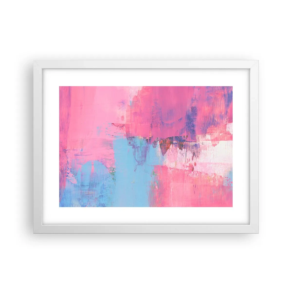Poster in einem weißen Rahmen - Rosa, Blau und eine Prise Licht - 40x30 cm