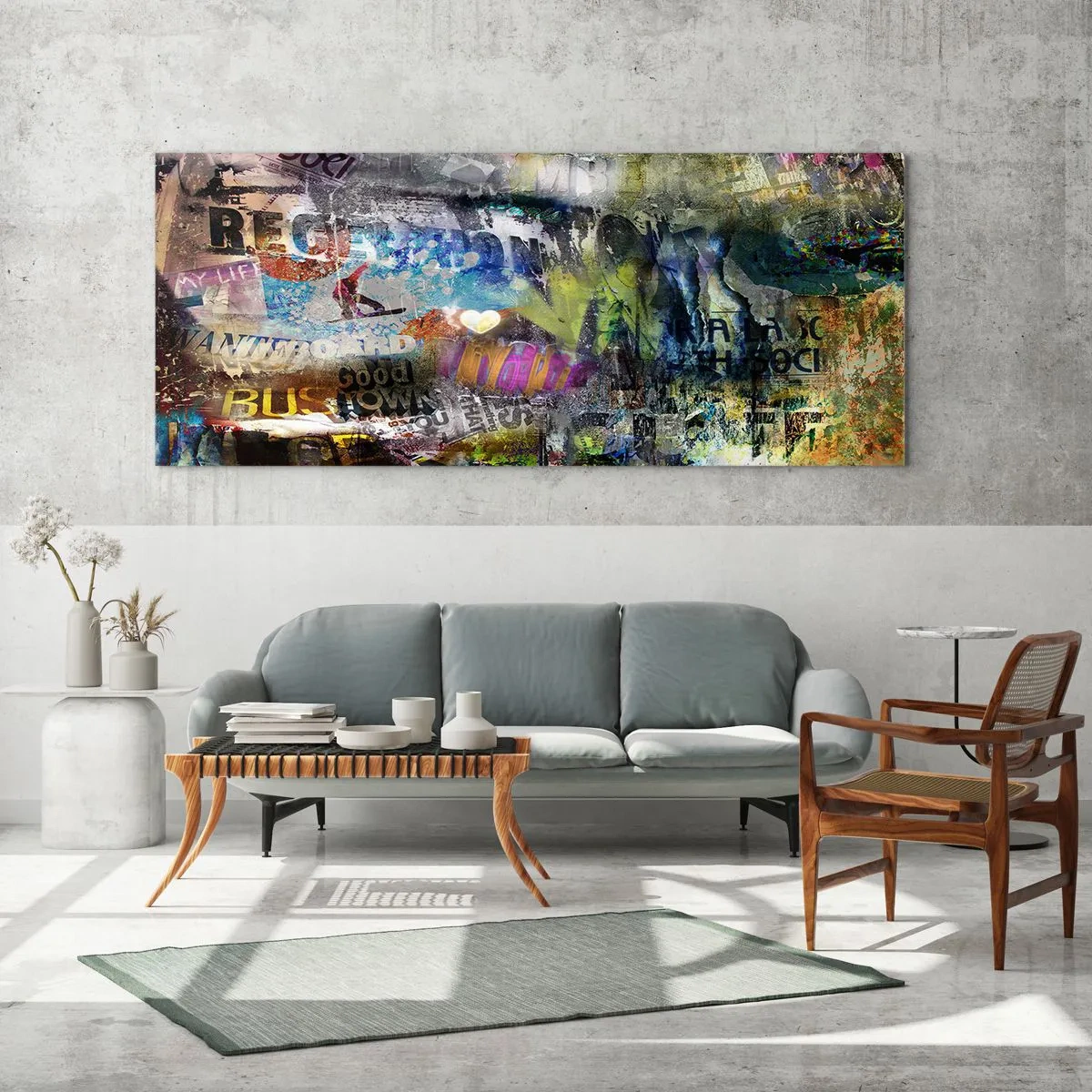 Glasbild - Bild auf glas - Collage aus Erinnerungen - 90x30 cm
