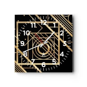 Wanduhr - Glasuhr - Goldene Geometrie - 30x30 cm
