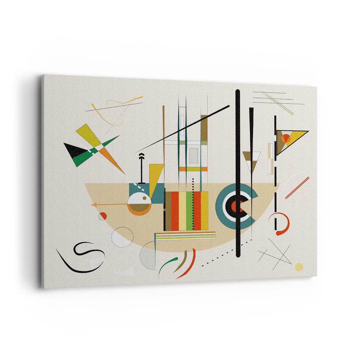 Bild auf Leinwand - Leinwandbild - Bunte Abstraktion mit geometrischen Formen - 100x70cm - Und die Welt lacht - Moderne Wanddekoration für Wohnzimmer und Schlafzimmer ARTTOR