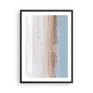 Poster in einem schwarzem Rahmen - Minimalistische Abstraktion in den Farben von Strand und Meer - 50x70cm - Mehrdeutige Landschaft - Moderne Wanddekoration für Wohnzimmer und Schlafzimmer ARTTOR