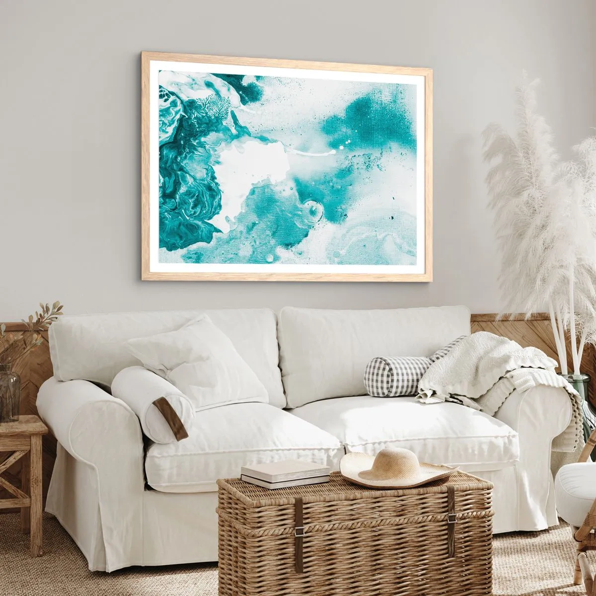 Poster in einem Rahmen aus heller Eiche - Morast von Blau - 50x40 cm