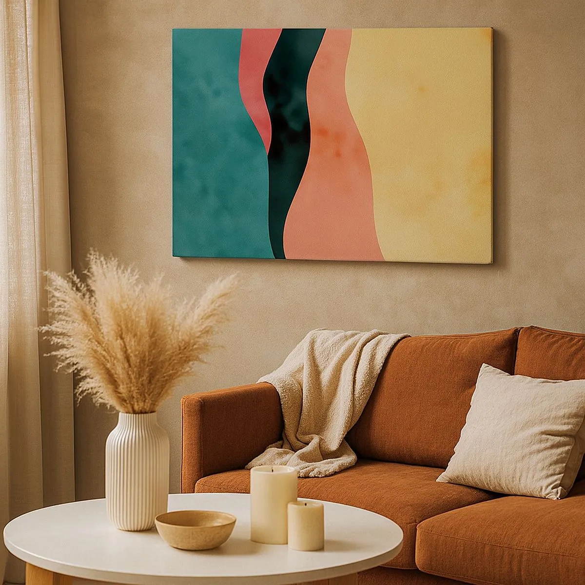 Bild auf Leinwand - Leinwandbild - Abstrakte Wellen in Pastellfarben - 70x50cm - Konforme Nichtkonformität - Moderne Wanddekoration für Wohnzimmer und Schlafzimmer ARTTOR