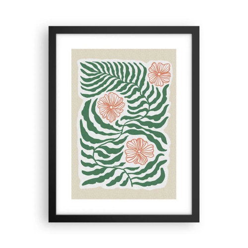 Poster in einem schwarzem Rahmen - Aufgeblüht in Grün - 30x40 cm