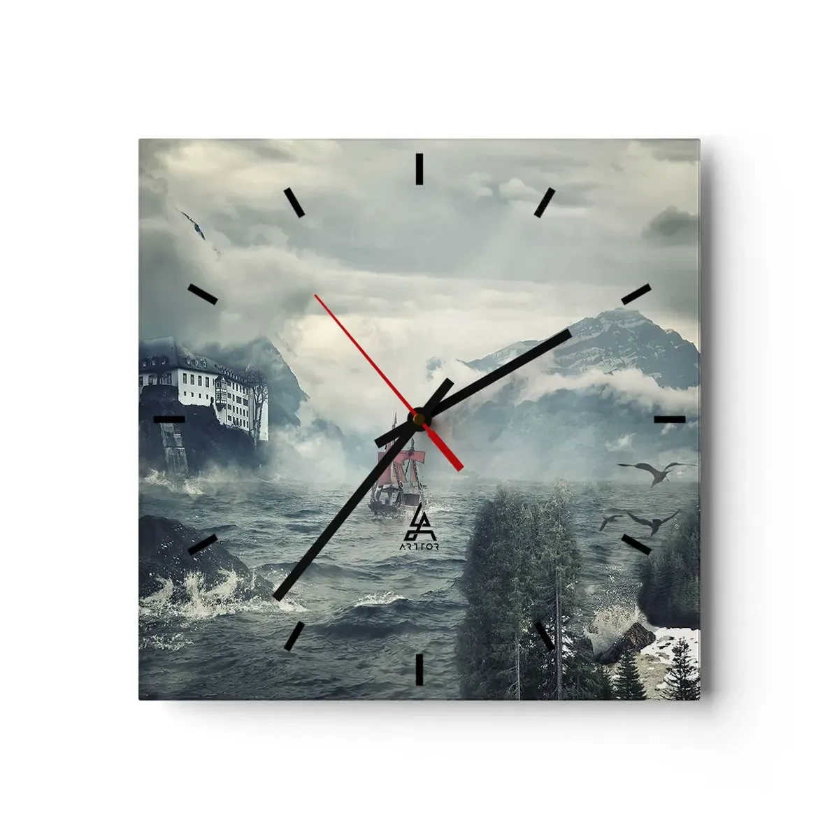 Wanduhr - Glasuhr - In magischen Gewässern - 40x40 cm