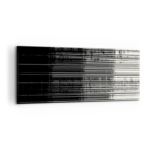 Bild auf Leinwand - Leinwandbild - Abstrakte Linienkomposition in kontrastierendem Schwarz und Weiß - 120x50cm - Wellen und Vibrationen - Moderne Wanddekoration für Wohnzimmer und Schlafzimmer ARTTOR