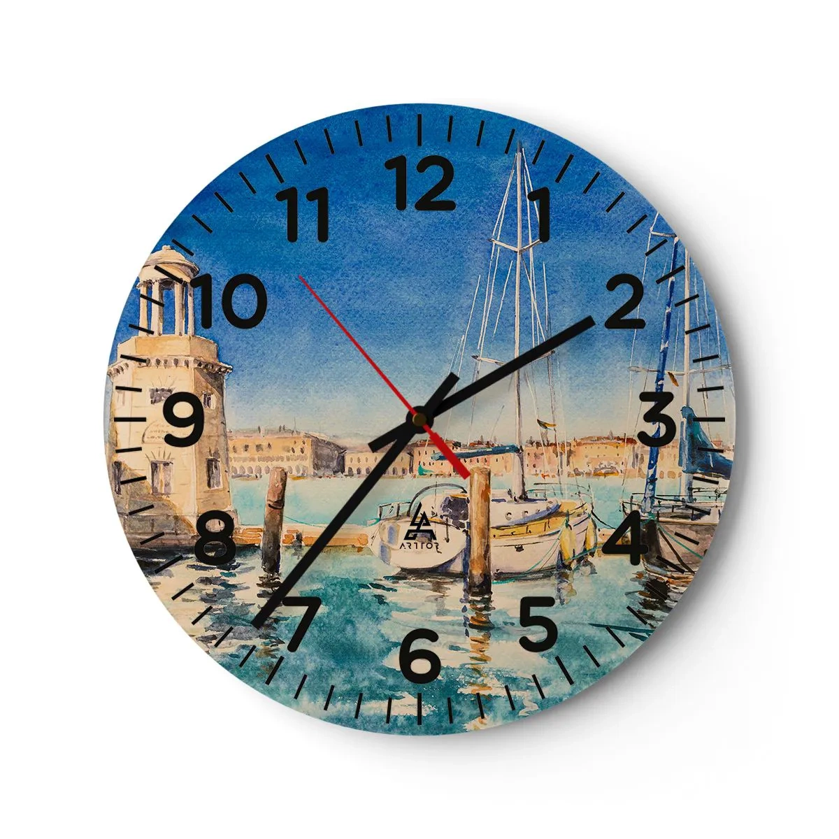 Wanduhr - Glasuhr - Sonnige Lagune - 40x40 cm