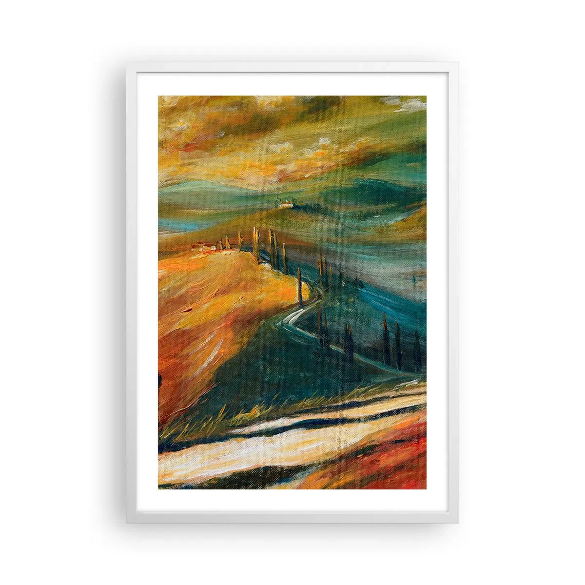 Poster in einem weißen Rahmen - Toskanische Landschaft - 50x70 cm