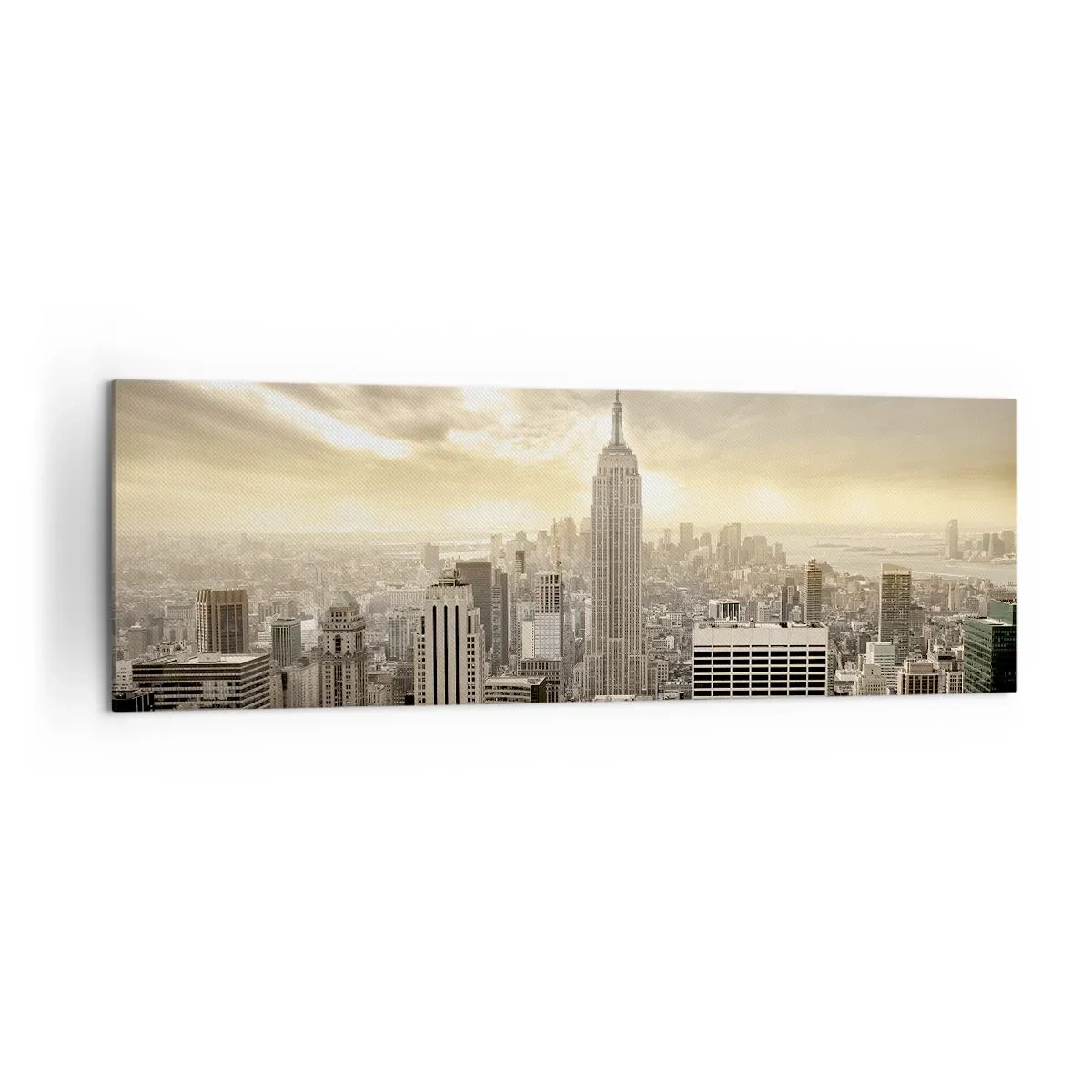 Bild auf Leinwand - Leinwandbild - Panorama der Stadt mit Blick auf das Empire State Building - 160x50cm - New York aus Grau - Moderne Wanddekoration für Wohnzimmer und Schlafzimmer ARTTOR
