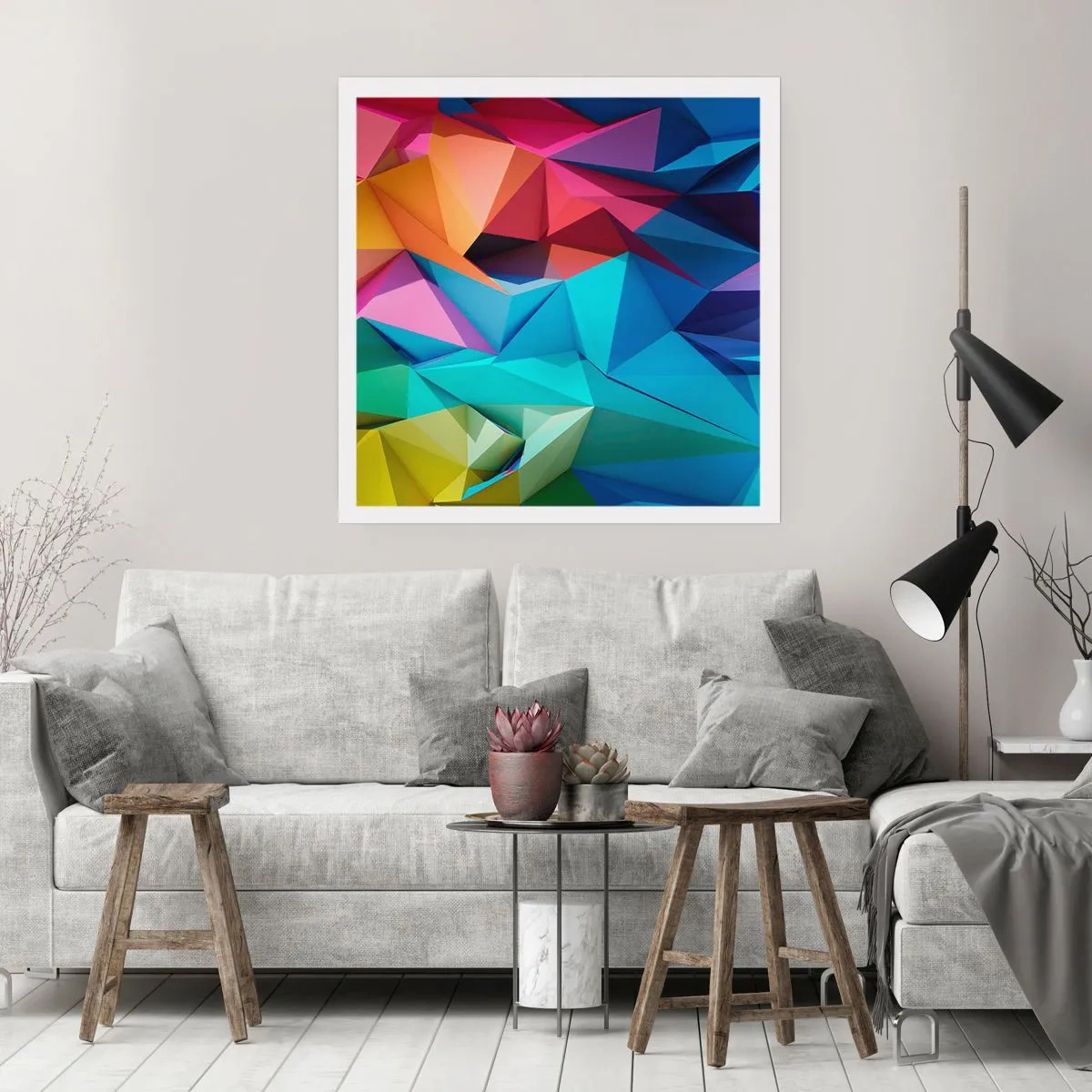 Poster - Regenbogen-Origami - 50x50 cm