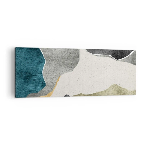 Bild auf Leinwand - Leinwandbild - Geometrische Formen in Grau-, Grün- und Goldtönen - 140x50cm - Mosaikkomposition mit Goldfaden - Moderne Wanddekoration für Wohnzimmer und Schlafzimmer ARTTOR