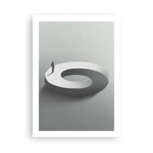 Poster - Eine minimalistische Figur auf einer geometrischen Struktur - 50x70cm - Und wie soll man davon klug werden - Moderne Wanddekoration für Wohnzimmer und Schlafzimmer ARTTOR