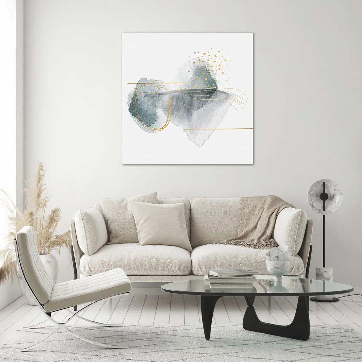 Glasbild - Bild auf glas - Über das Verhältnis von Grau und Gold - 30x30 cm