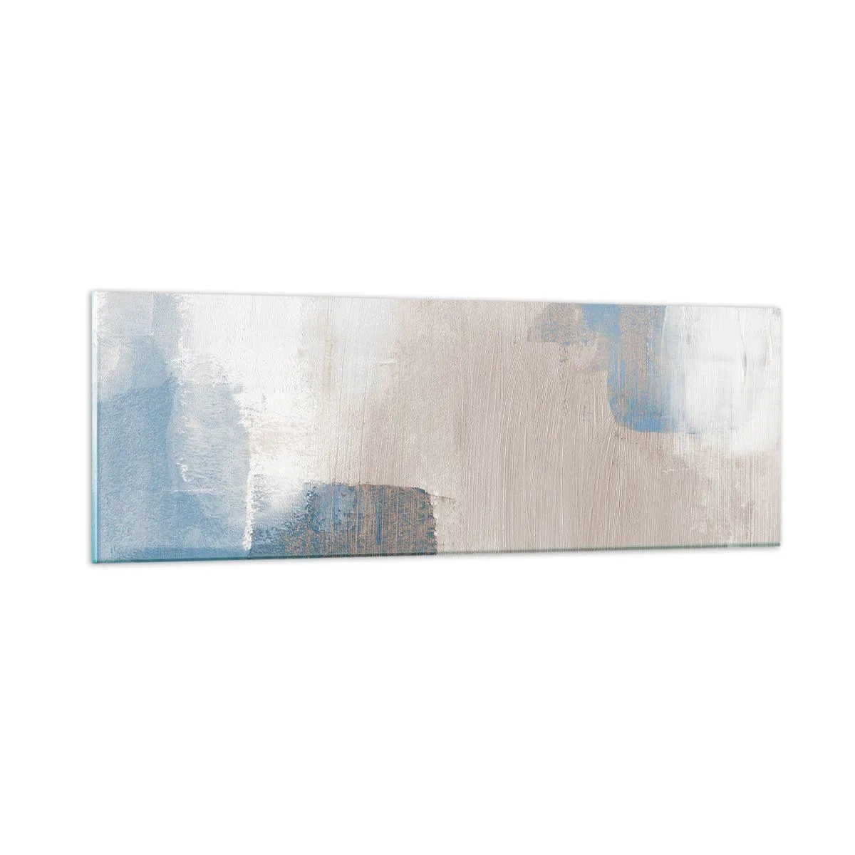 Glasbild - Bild auf glas - Rosa Abstraktion hinter einem blauen Vorhang - 90x30 cm