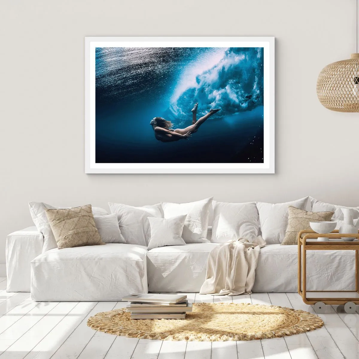 Poster in einem weißen Rahmen - Moderne Meerjungfrau - 91x61 cm