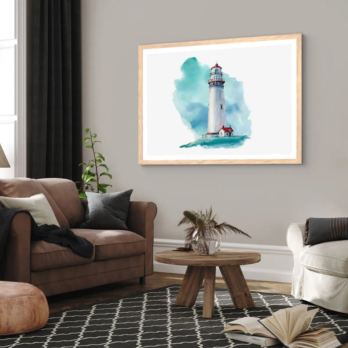 Poster in einem Rahmen aus heller Eiche - Sanfte Schwester vom Blau - 100x70 cm