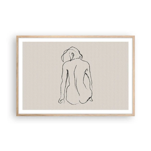 Poster in einem Rahmen aus heller Eiche - Mädchenakt - 91x61 cm