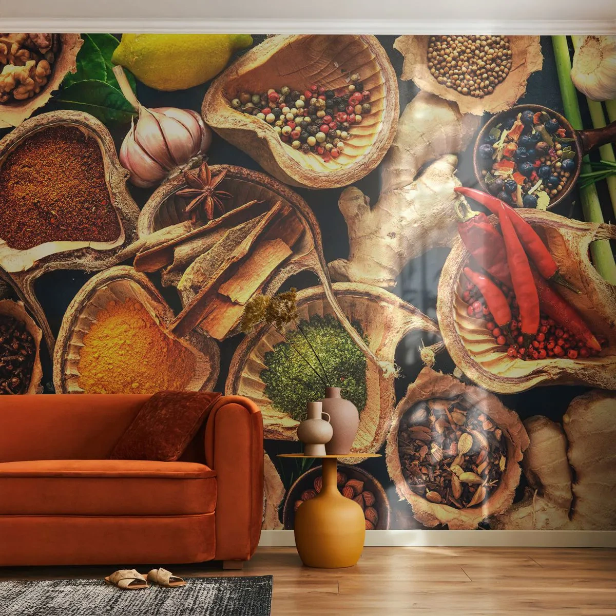 Selbstklebende Fototapete Deluxe Sticker - Nimm was du willst - Gastronomie, Getrocknete Kräuter, Gewürze - 100x70 cm