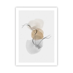 Poster - Eine abstrakte Komposition in neutralen Farben mit zarten Linien. - 50x70cm - Luftperlen - Moderne Wanddekoration für Wohnzimmer und Schlafzimmer ARTTOR