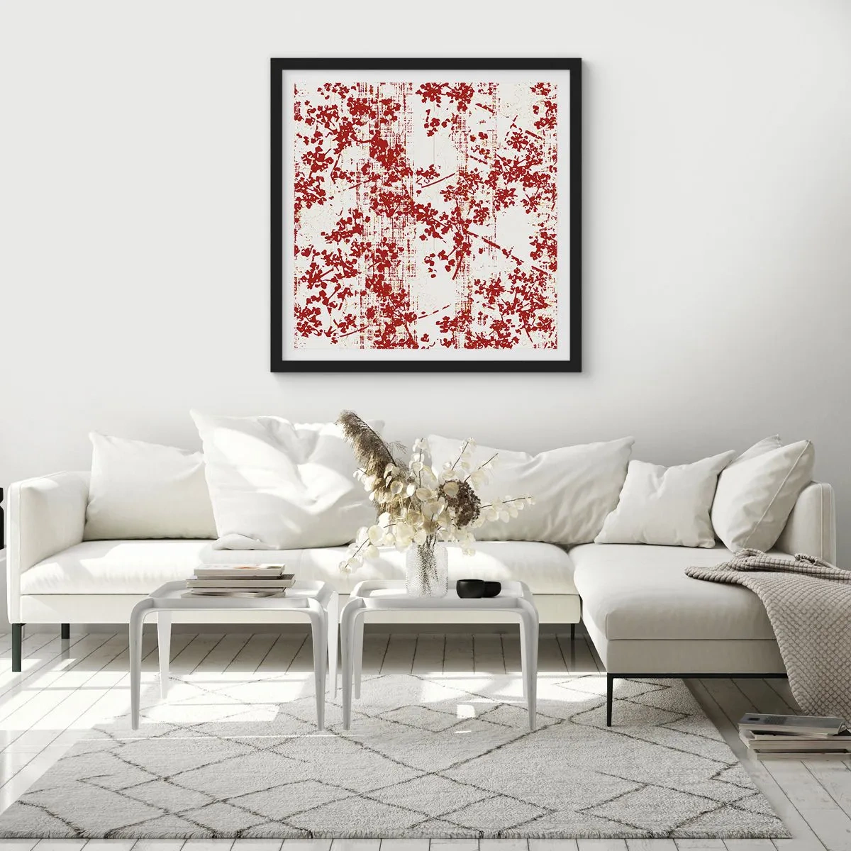 Poster in einem schwarzem Rahmen - Wie alter Perkal - 40x40 cm